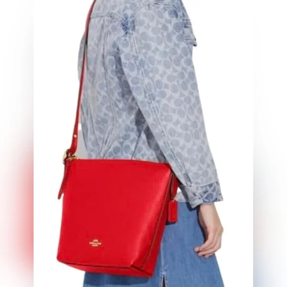 Coach C2818 Red Apple Pebbled Leather Shoulder Val Duffle Crossbody Hand Bag NWT - Picture 5 of 14